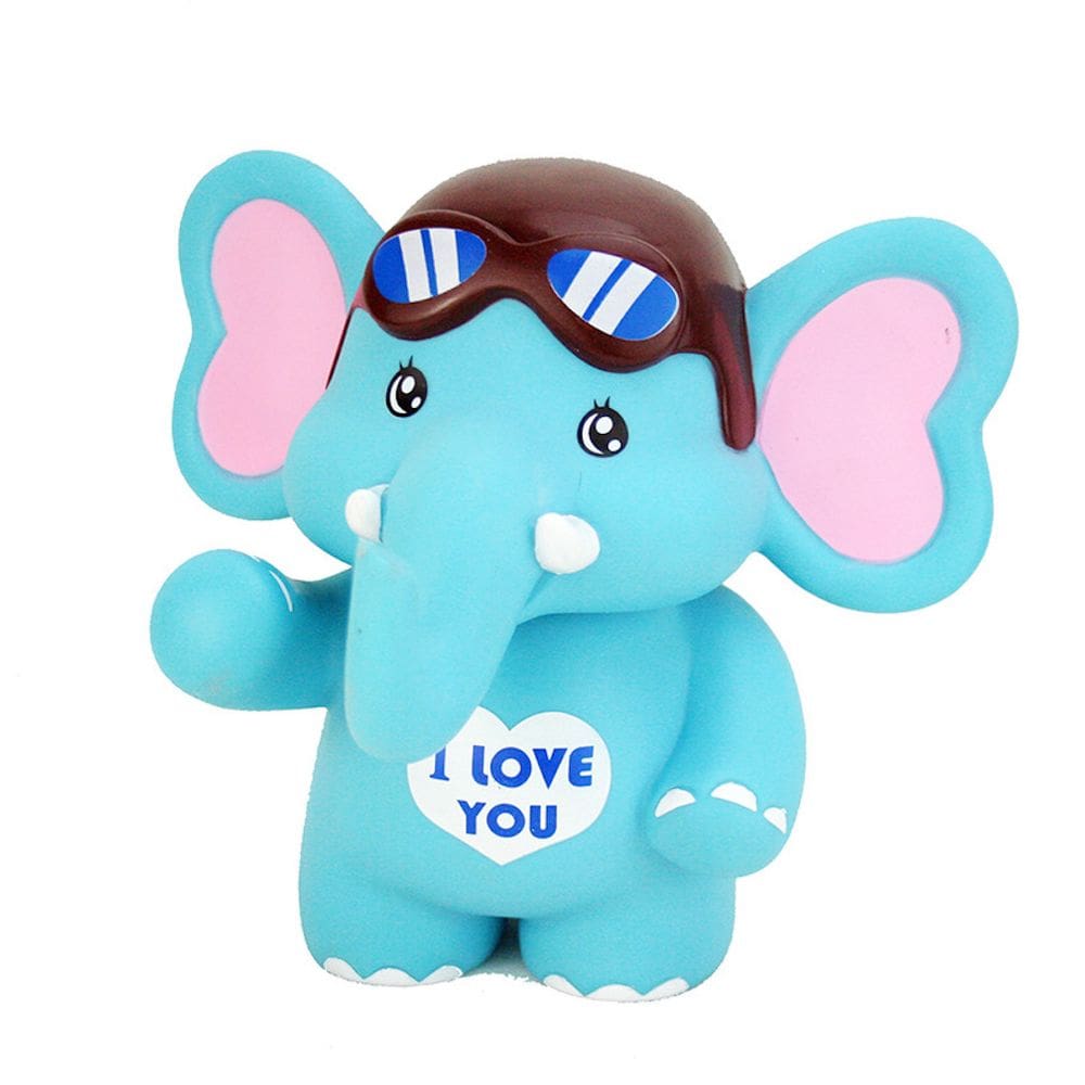 Piggy Bank Blue Elephant para crianças, moeda, caixa de dinheiro, resina de 20 cm