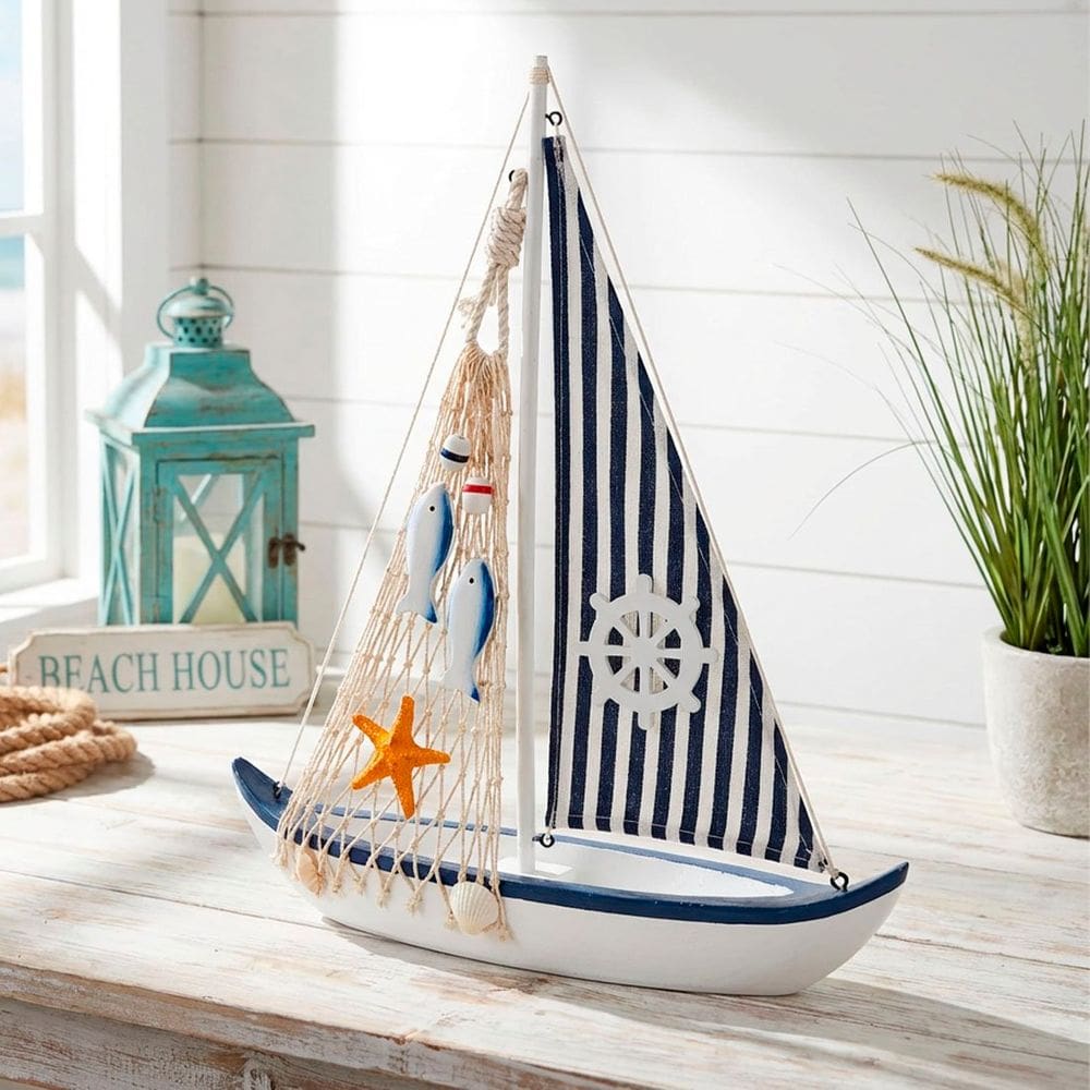 Barco Navio Caravela Decoração Náutico Marítimo Oceano 40cm