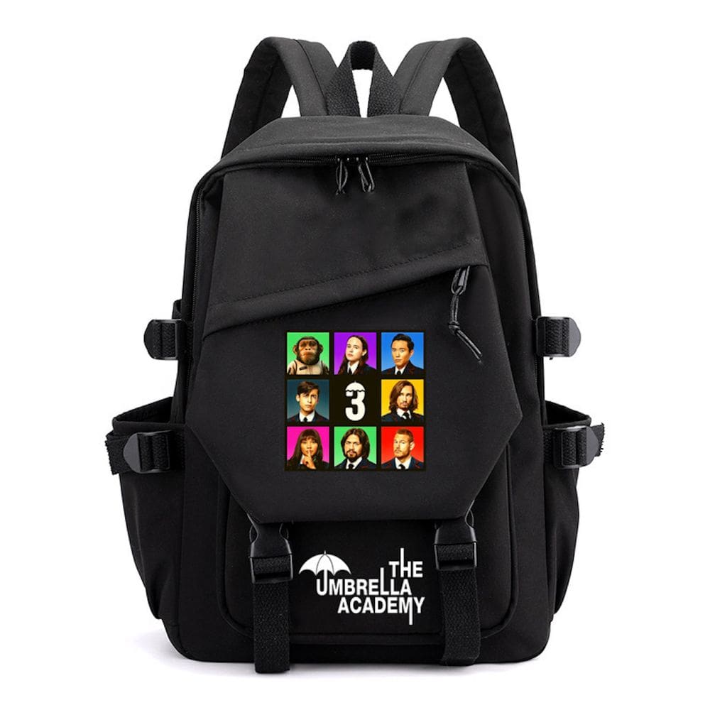 Mochila escolar de anime para crianças com bolso de guarda-chuva