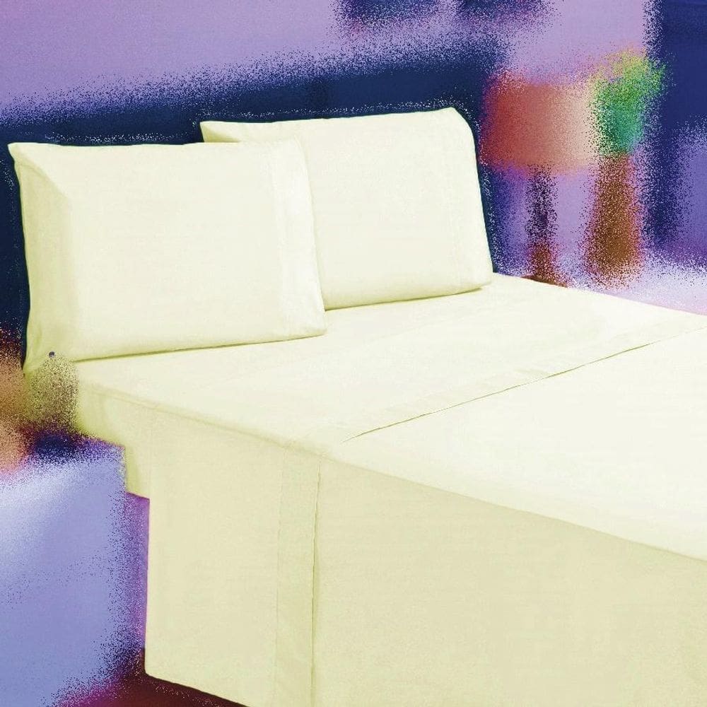 Jogo Cama Casal 3P Lençol Sem Elástico + Fronha 100% Algodão