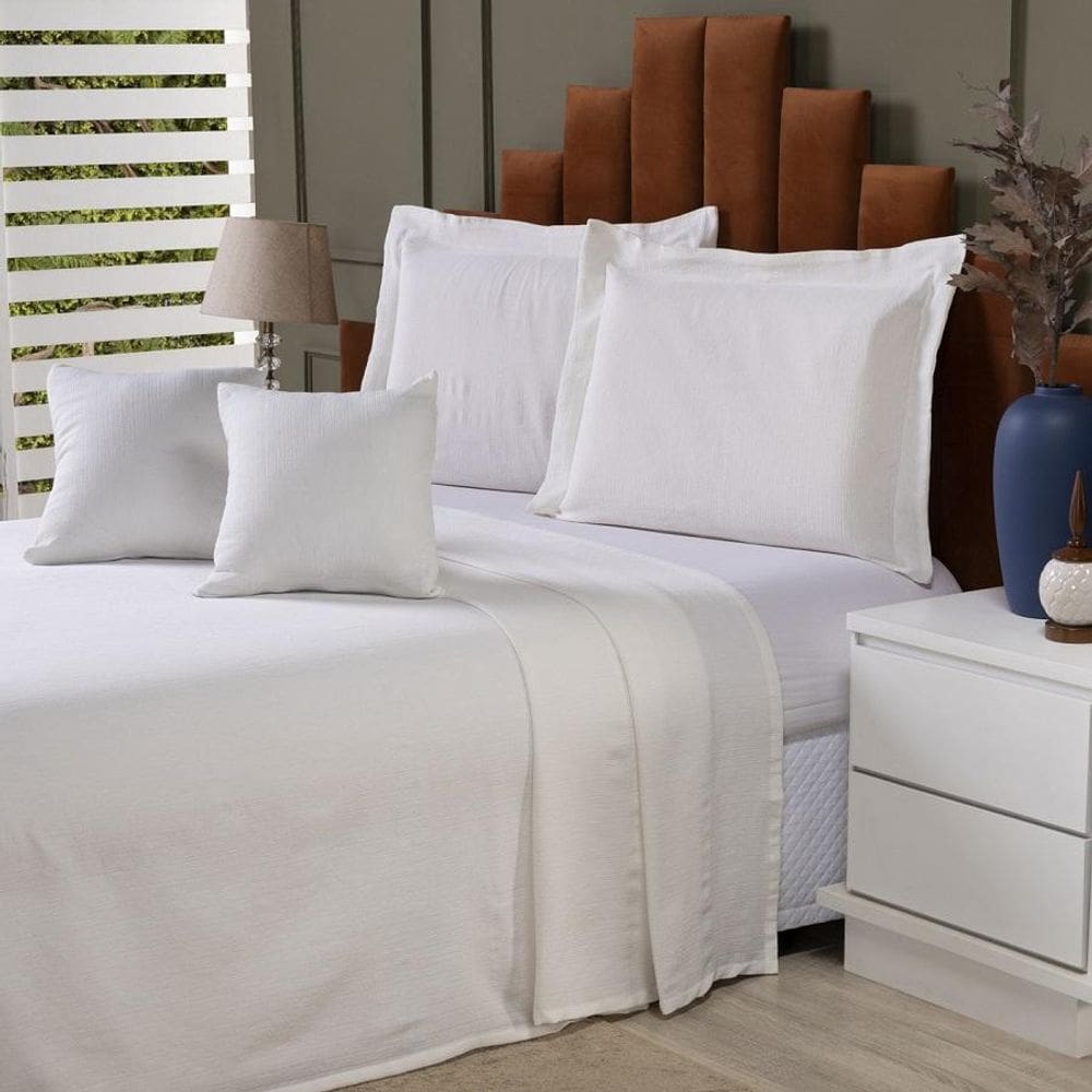 Colcha Cobre Leito King 5P Tecido Rústico Topázio Capa