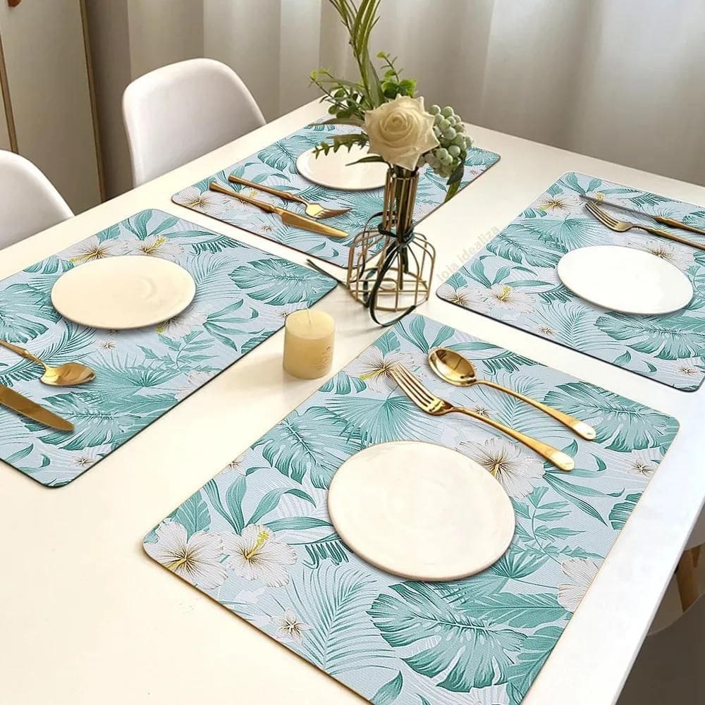 2X 6 Jogo Americano Botânica Vd Impermeável Pvc 6 Lugares Co