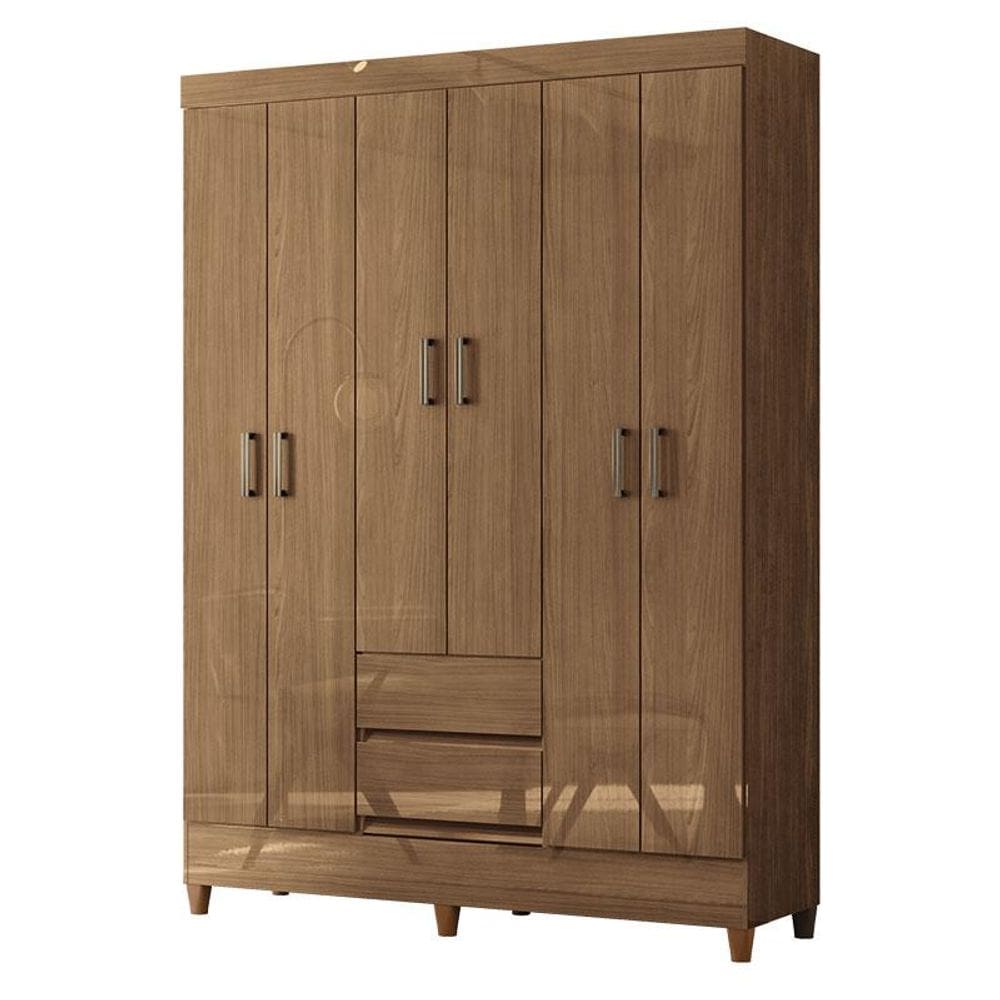 Guarda Roupa Casal 6 Portas com Pés Fit Jequitibá Acetinado - Santos Andirá