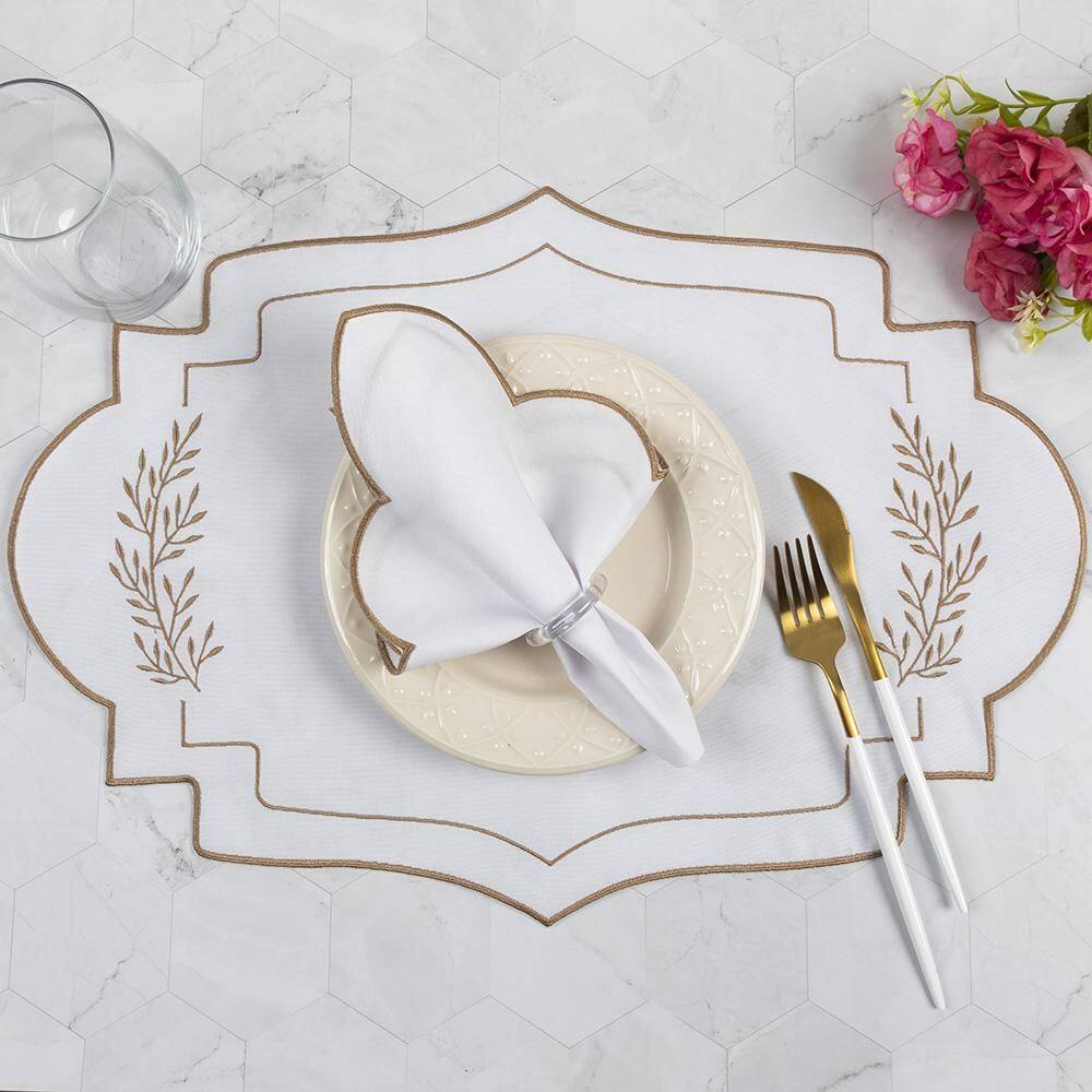 Jogo Americano Bordado Em Linha De Seda 12 Peças Rubi - 100% Poliéster