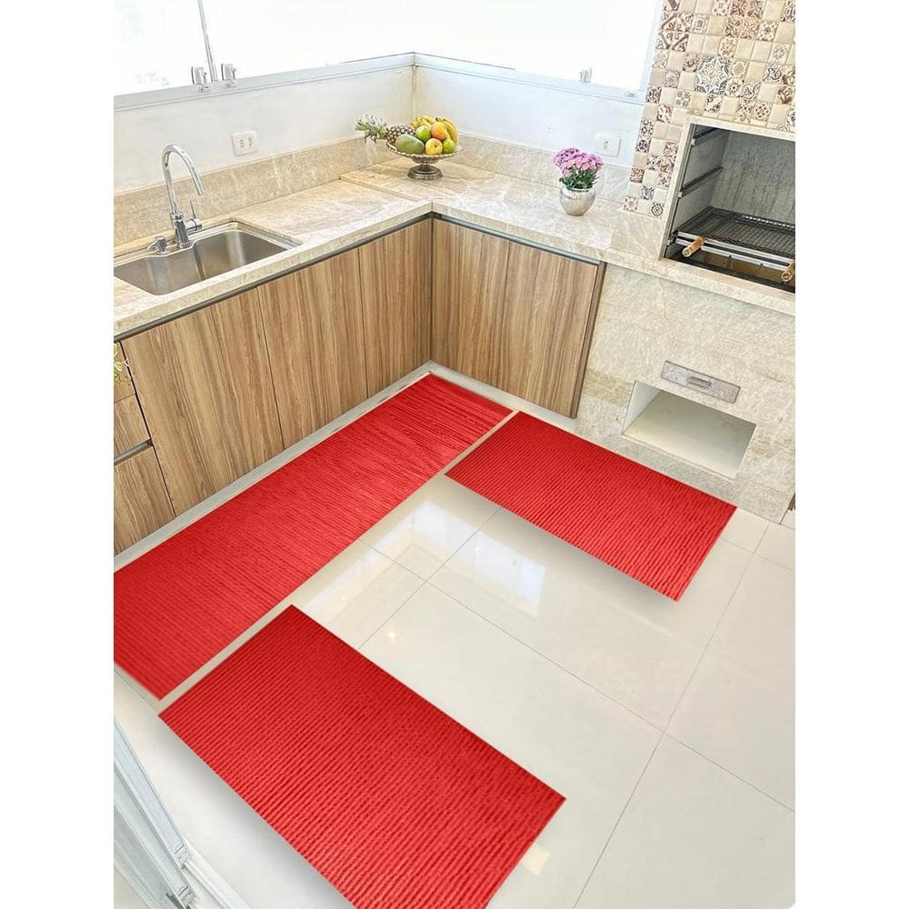 Kit 3 Peças Jogo Cozinha Passadeira Emborrachada Não Derrapa