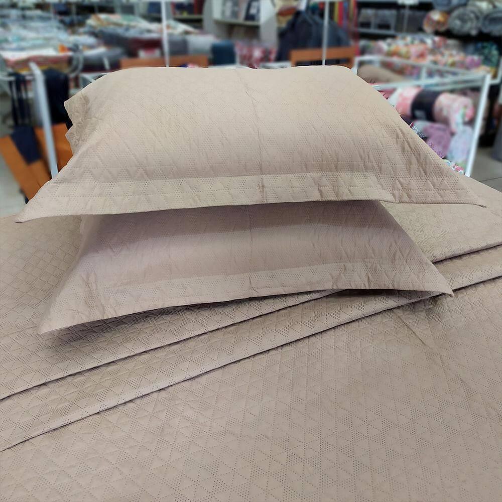 Kit Colcha / Cobre Leito Queen Ultrasonic Sultan Bege Escuro