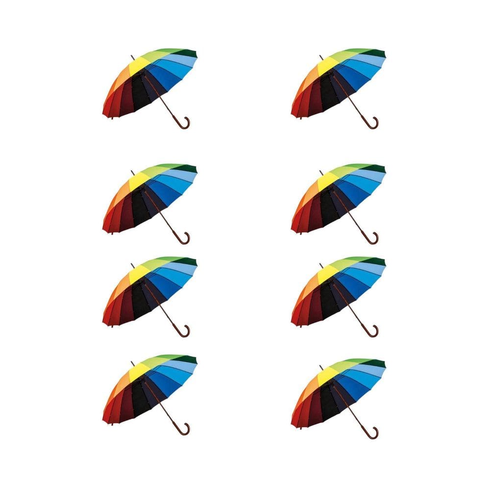 8 Guardas Chuva Arco Iris 16 Varetas Automático Reforçado