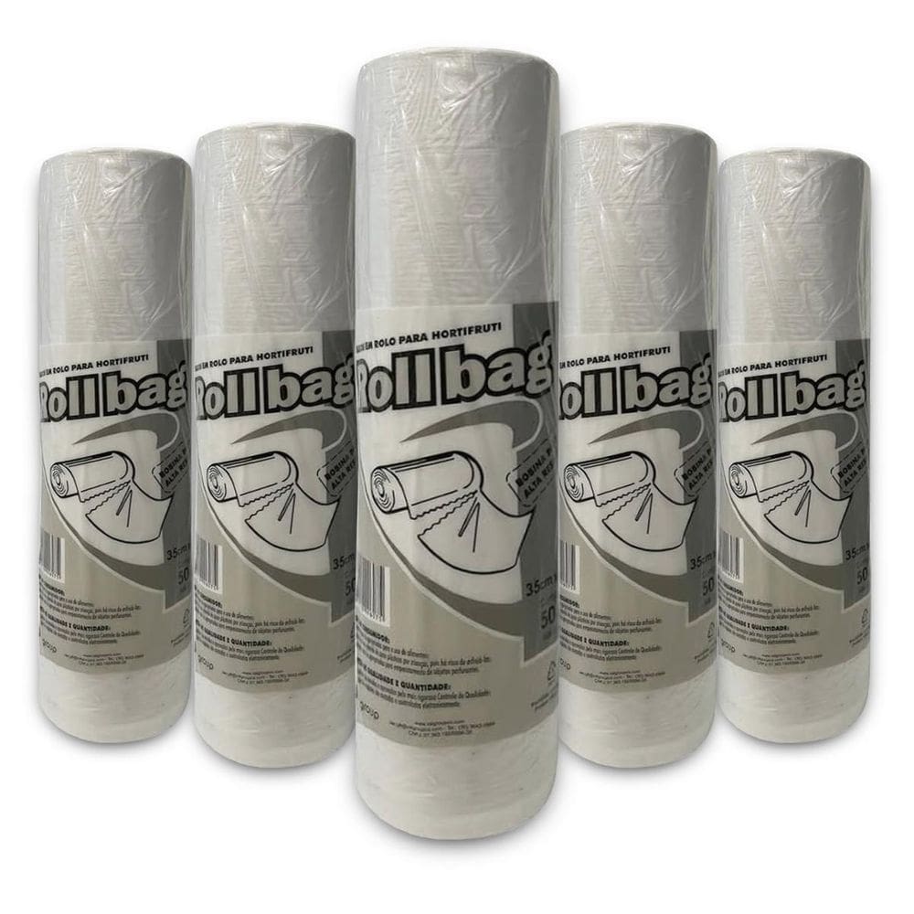 Kit 5 Bobinas Saco Transparente Picotado 35X50 C/500 Sacos