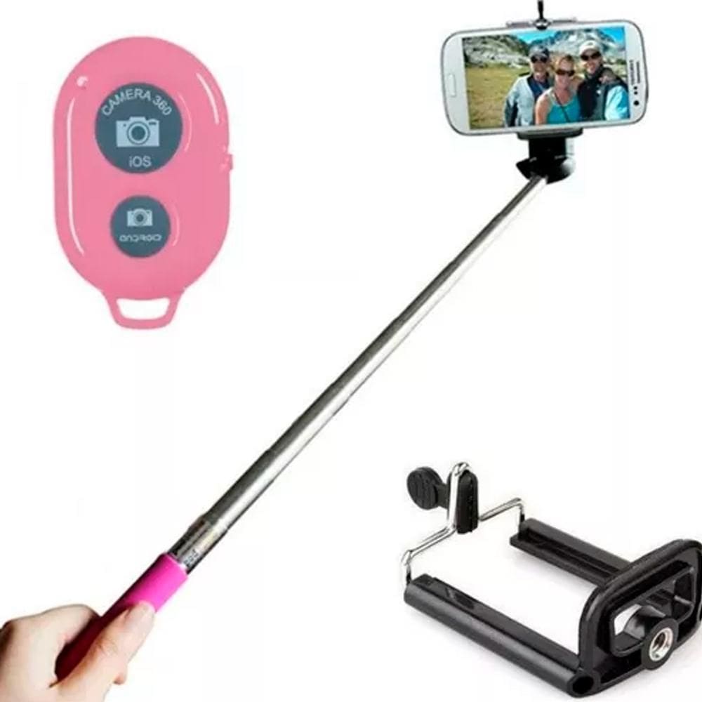 Bastão De Selfie Suporte 95Cm Com Controle Para Fotos