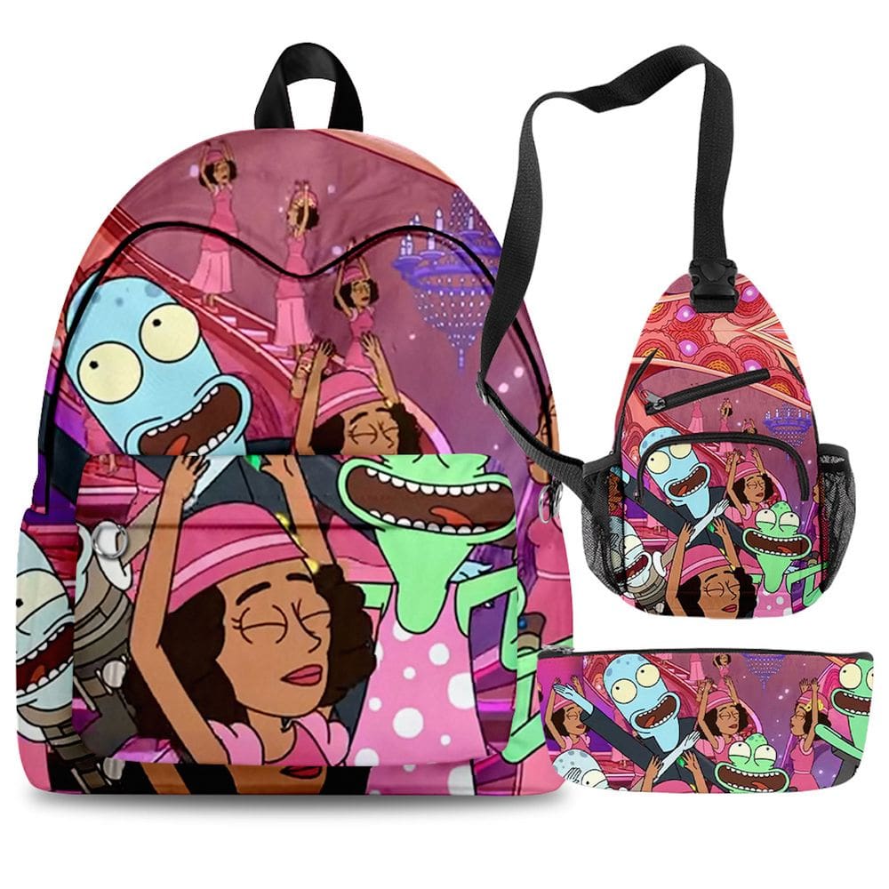 Conjunto de 3 peças, mochila escolar infantil Solars Opposites Korvos Cartoon