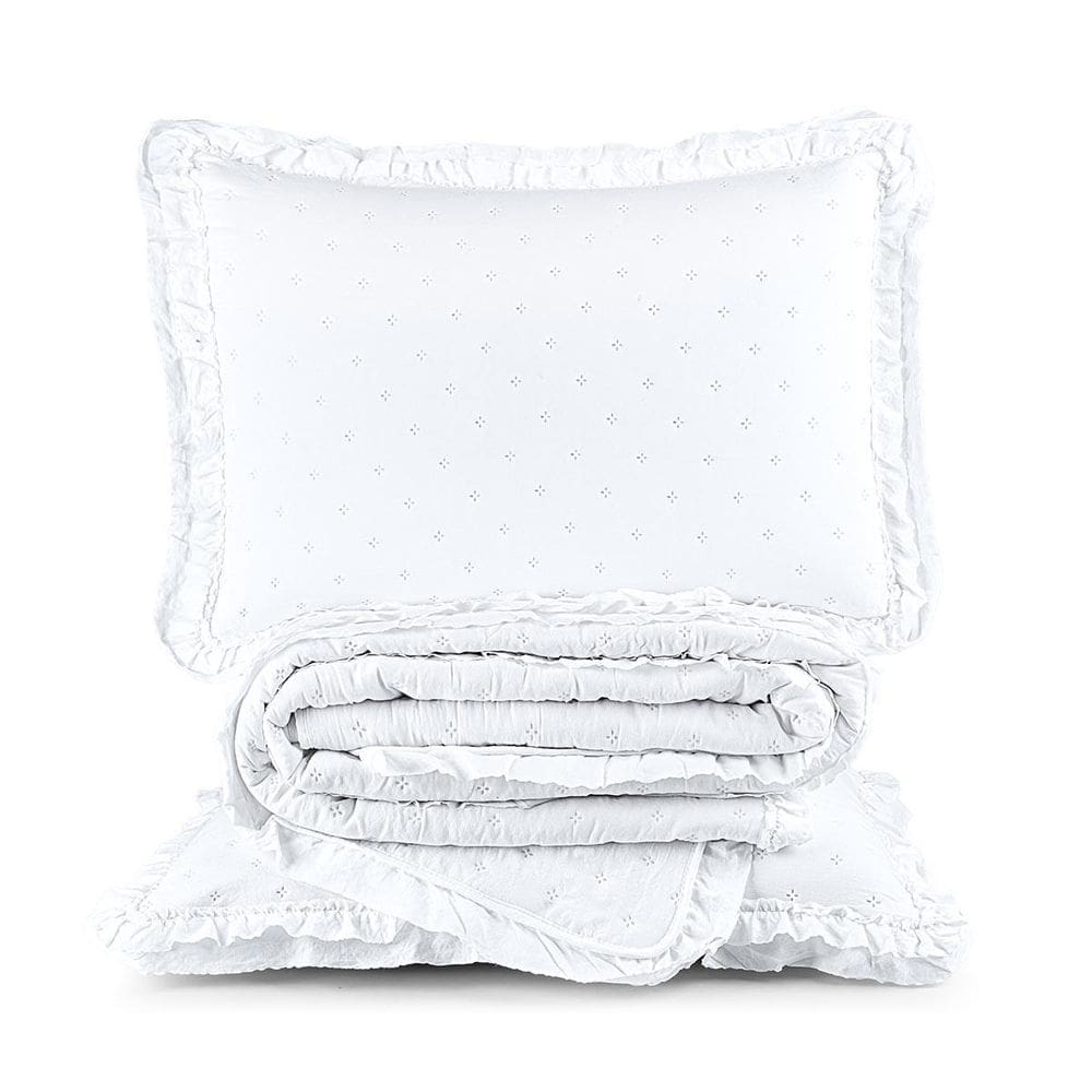 Kit Colcha Vitta Casal Matelado Babadinhos 200 Fios Branco