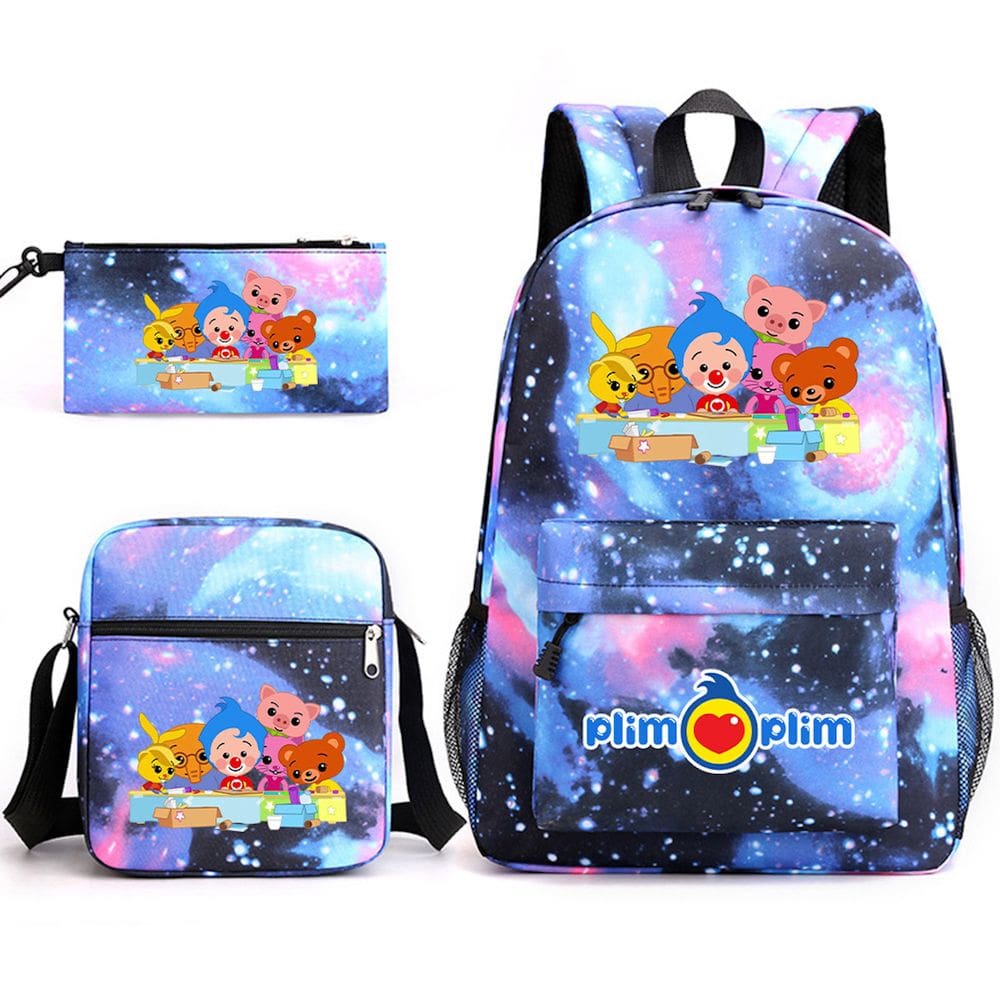 Conjunto de mochilas Plims Plims Cartoon Kids School Anime 3 unidades