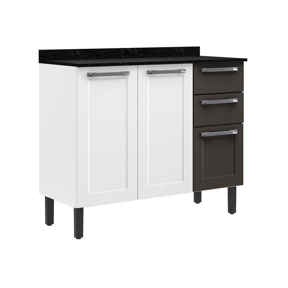 Balcão Itatiaia 3 Portas 2 Gavetas Branco-grafite Florença