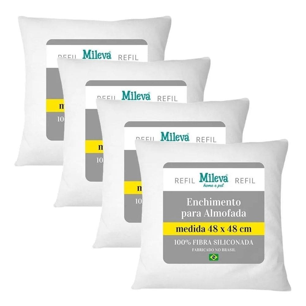 2X Kit 04 Enchimento Almofada Refil 45X45 Fibra 100% Silicon