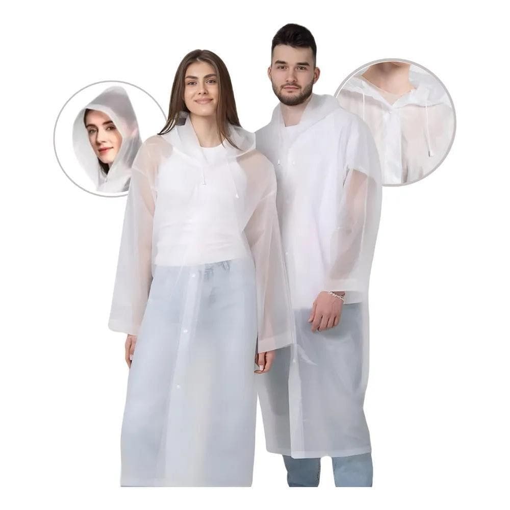 2X Kit 2 Capa De Chuva Impermeável Unissex Com Capuz Reutizá
