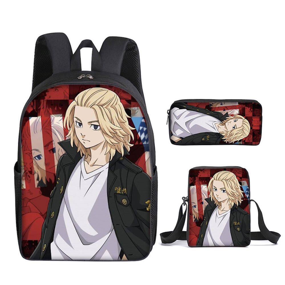 Conjunto de mochilas escolares Mikey Tachibana Naoto, 3 unidades para crianças
