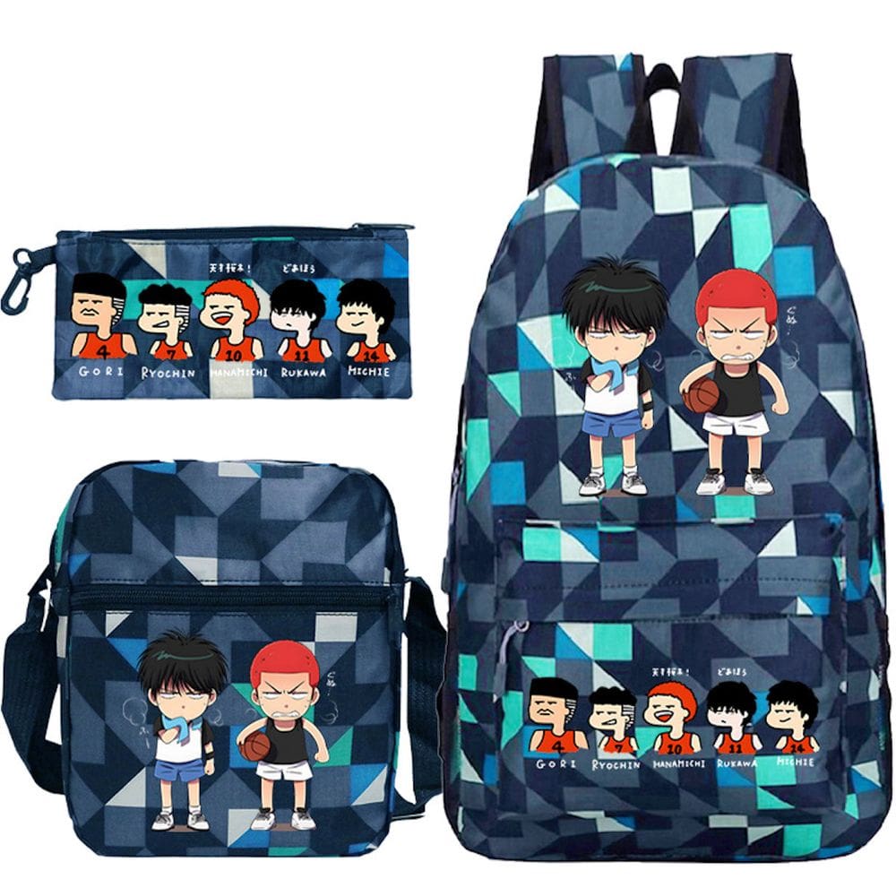 Conjunto de mochilas Slams Dunks Anime School, 3 peças com bolsa de ombro