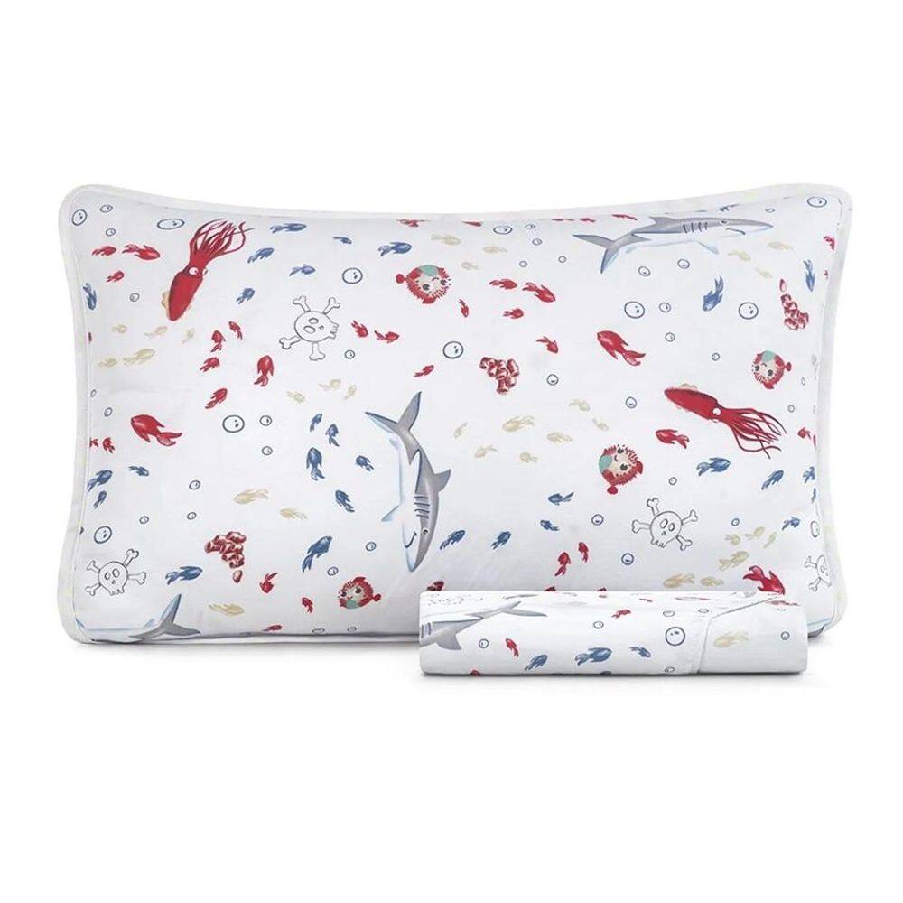 Jogo Lencol Casal 3 Pcs Mundo Kids Malha Algodão Nautico