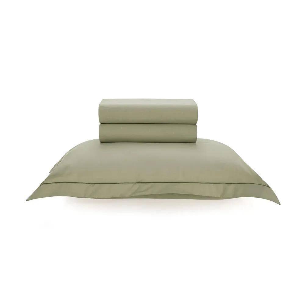 Jogo De Cama Solteiro 200 Fios Deliz Karsten Salvia / Verde