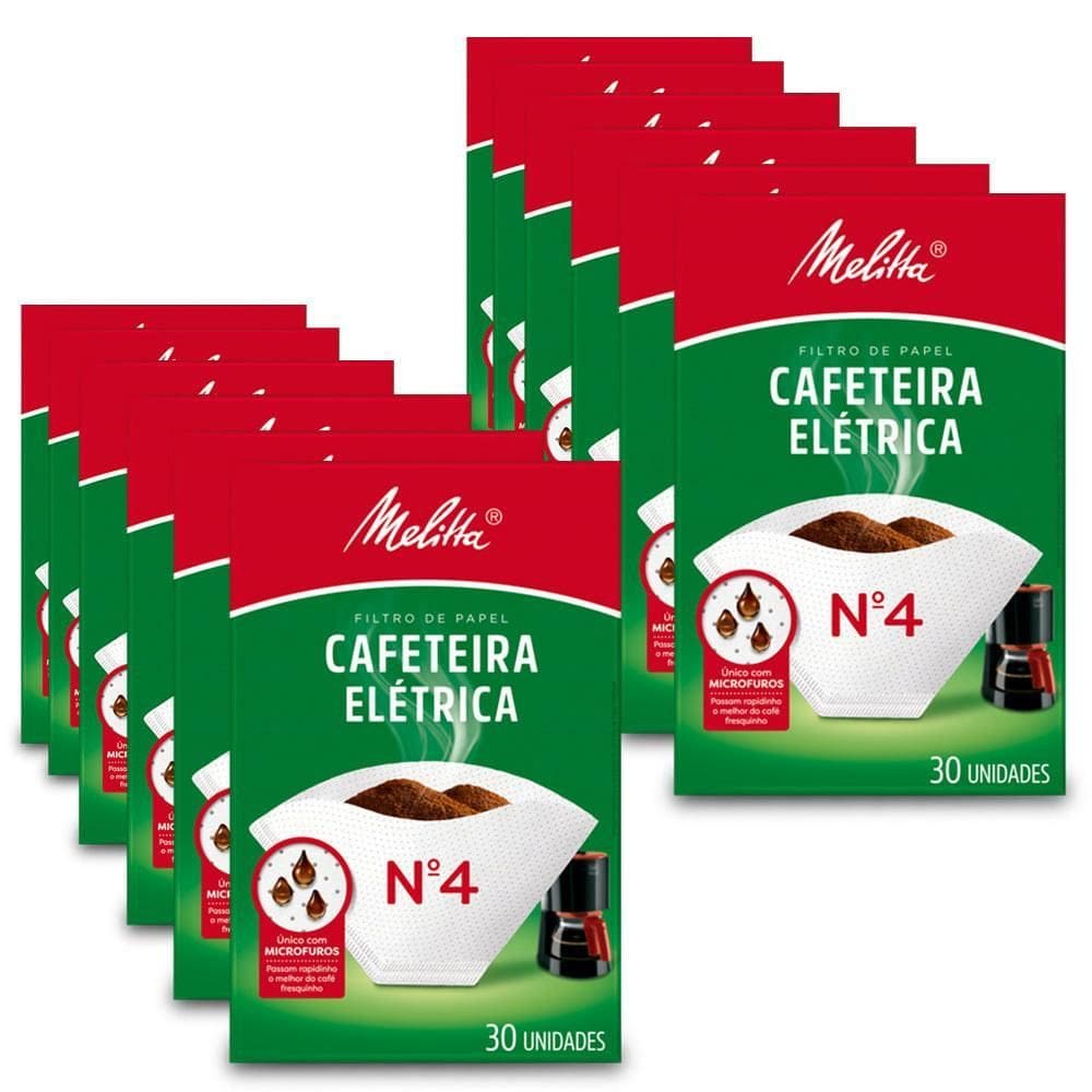 Filtro D Papel Melitta Cafeteira Elétrica Nº4 Kit 12 Pacotes