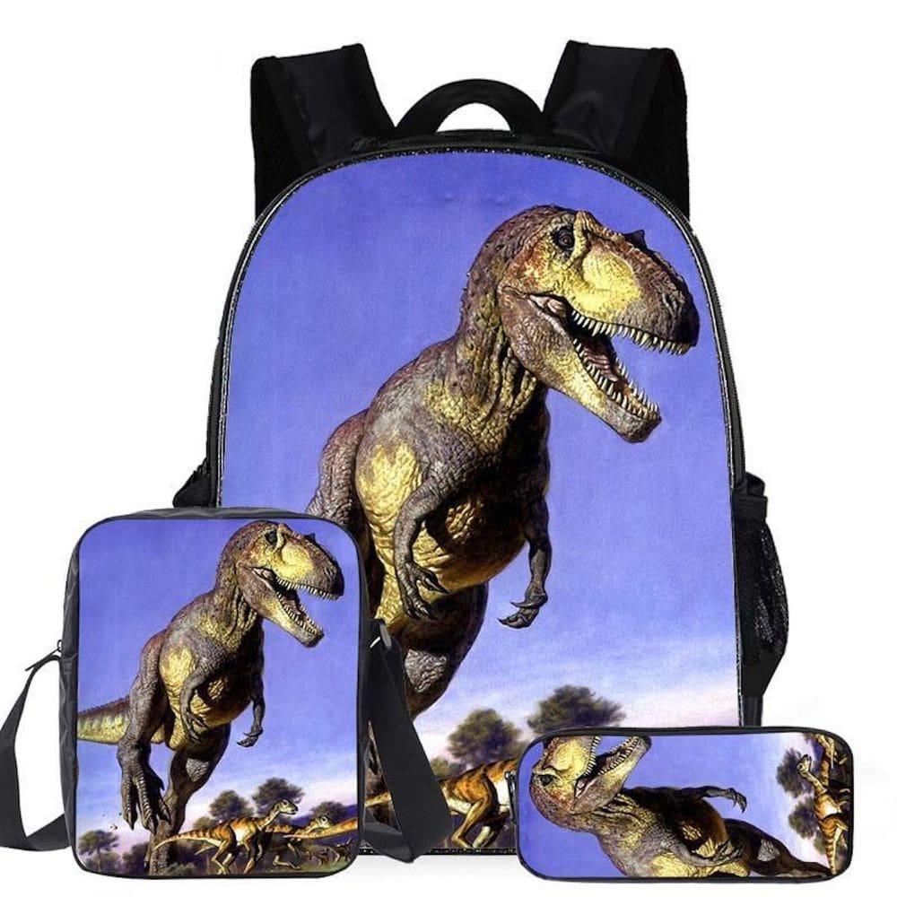Conjunto de mochilas escolares Dinosaur Cartoon Kids Nylon, 3 unidades