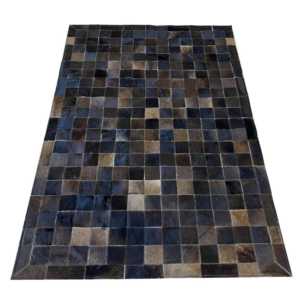 Tapete De Couro Boi Quadriculado Marrom Café 1,00X1,50 C/B