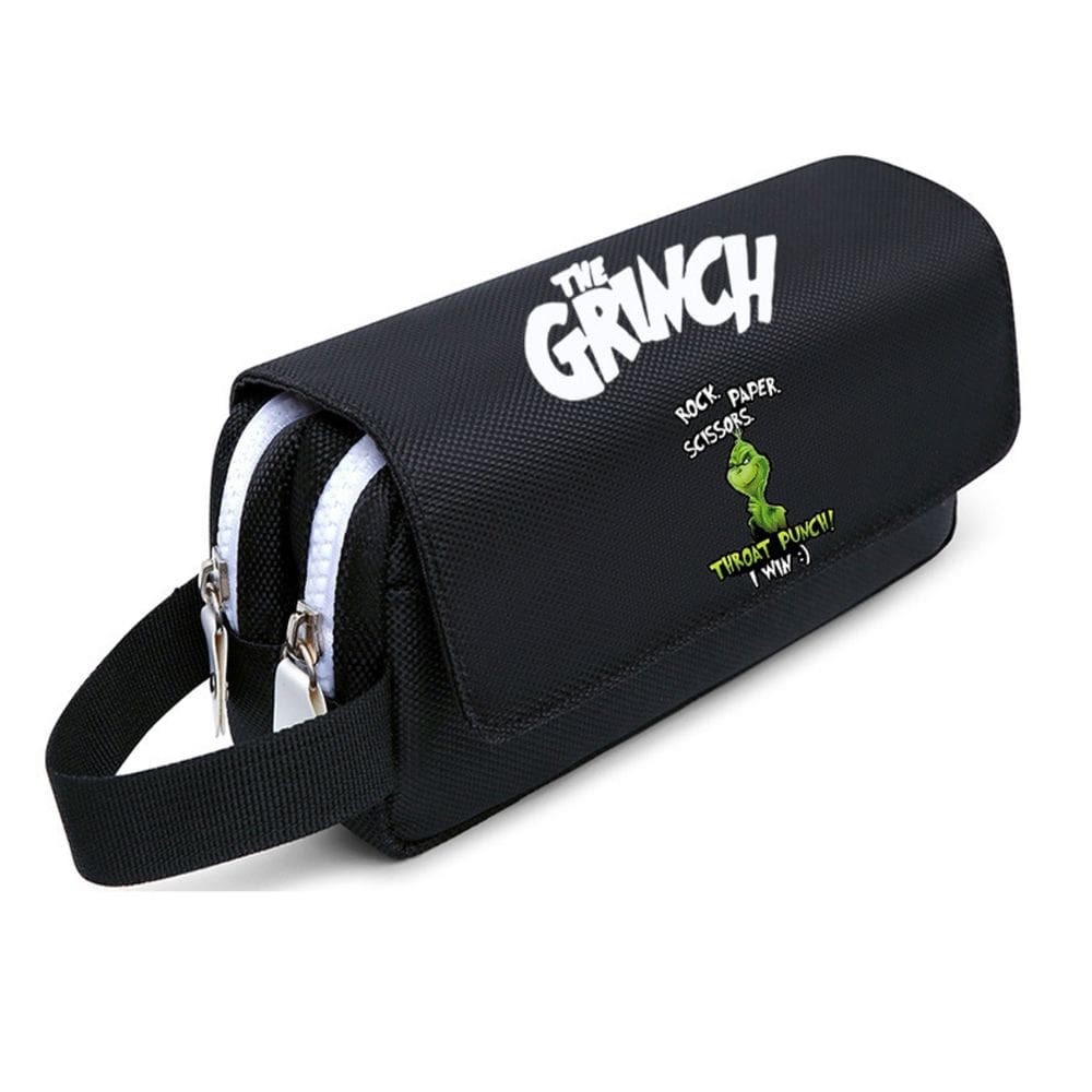 Estojo para lápis Grinch Cartoon Anime de poliéster de grande capacidade