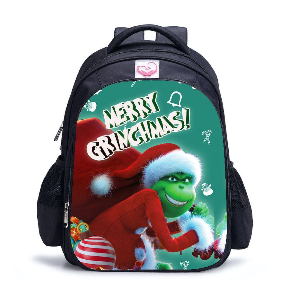 Mochila escolar Feliz Natal para crianças com design de anime