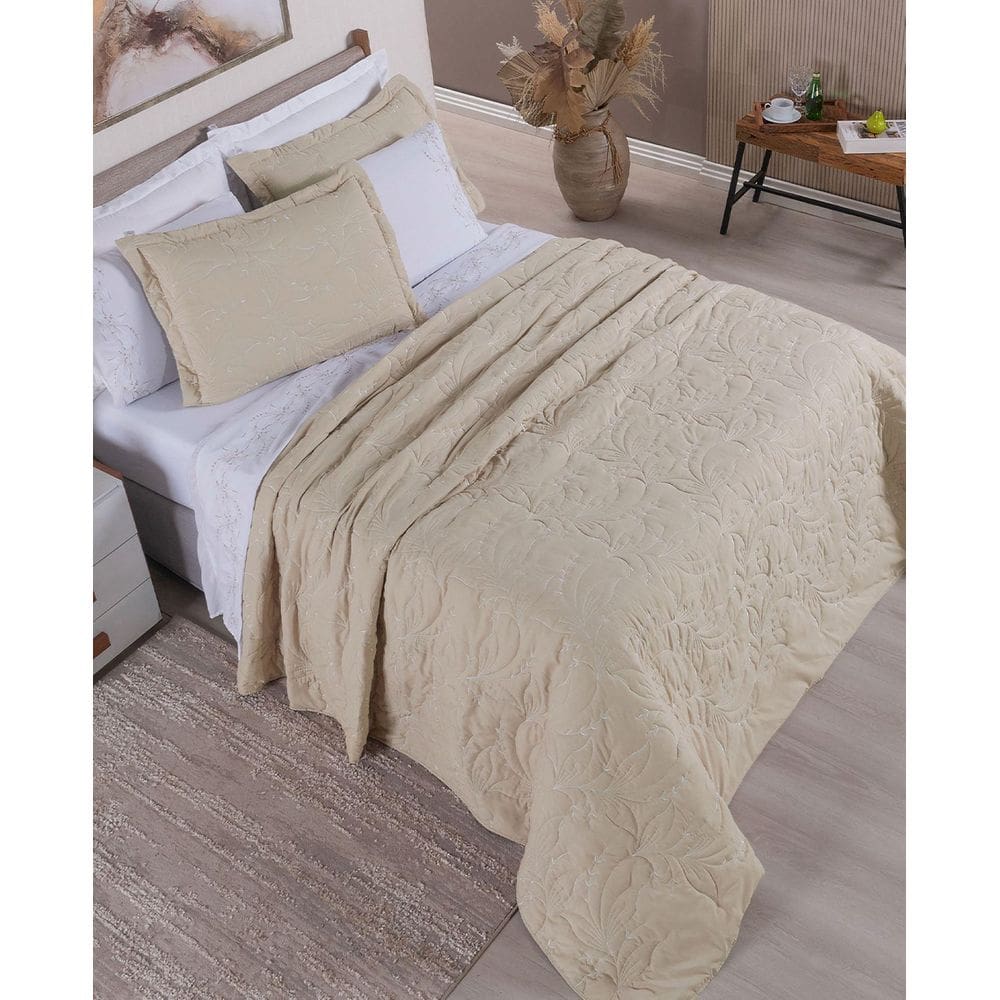 Cobre Leito Queen Matelado E Bordado Sintonia 240X260M Juma