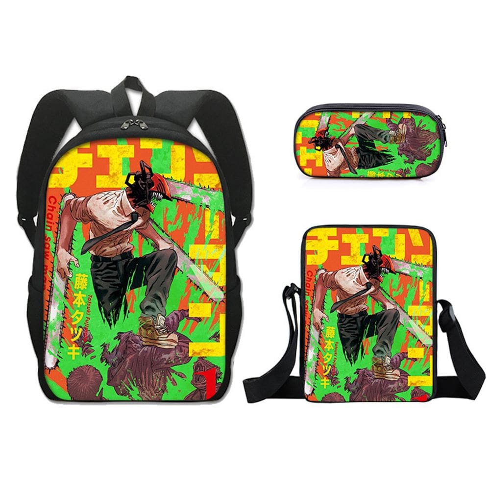 Conjunto de mochilas Chainsaws Mans Denjis Cartoon Kids Nylon