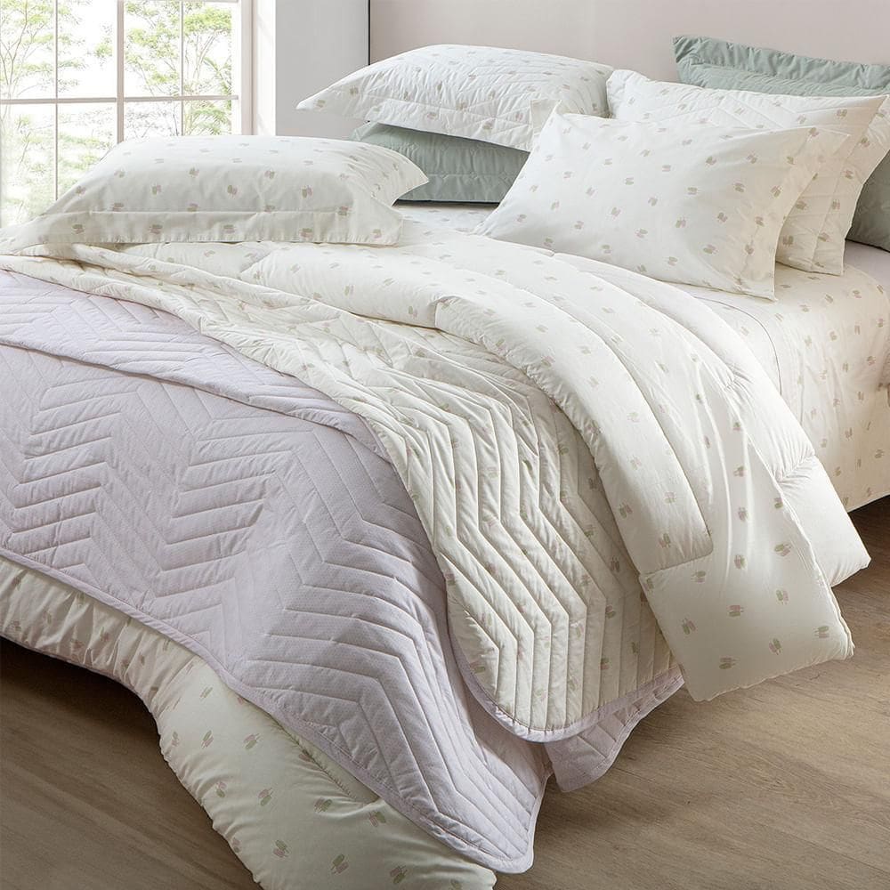 Kit Colcha / Cobre Leito Solteiro 200 Fios Vintage Kacyumara