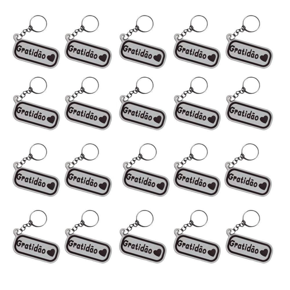 Kit 20 Chaveiro Gratidão Com Coração Leve A Positividade
