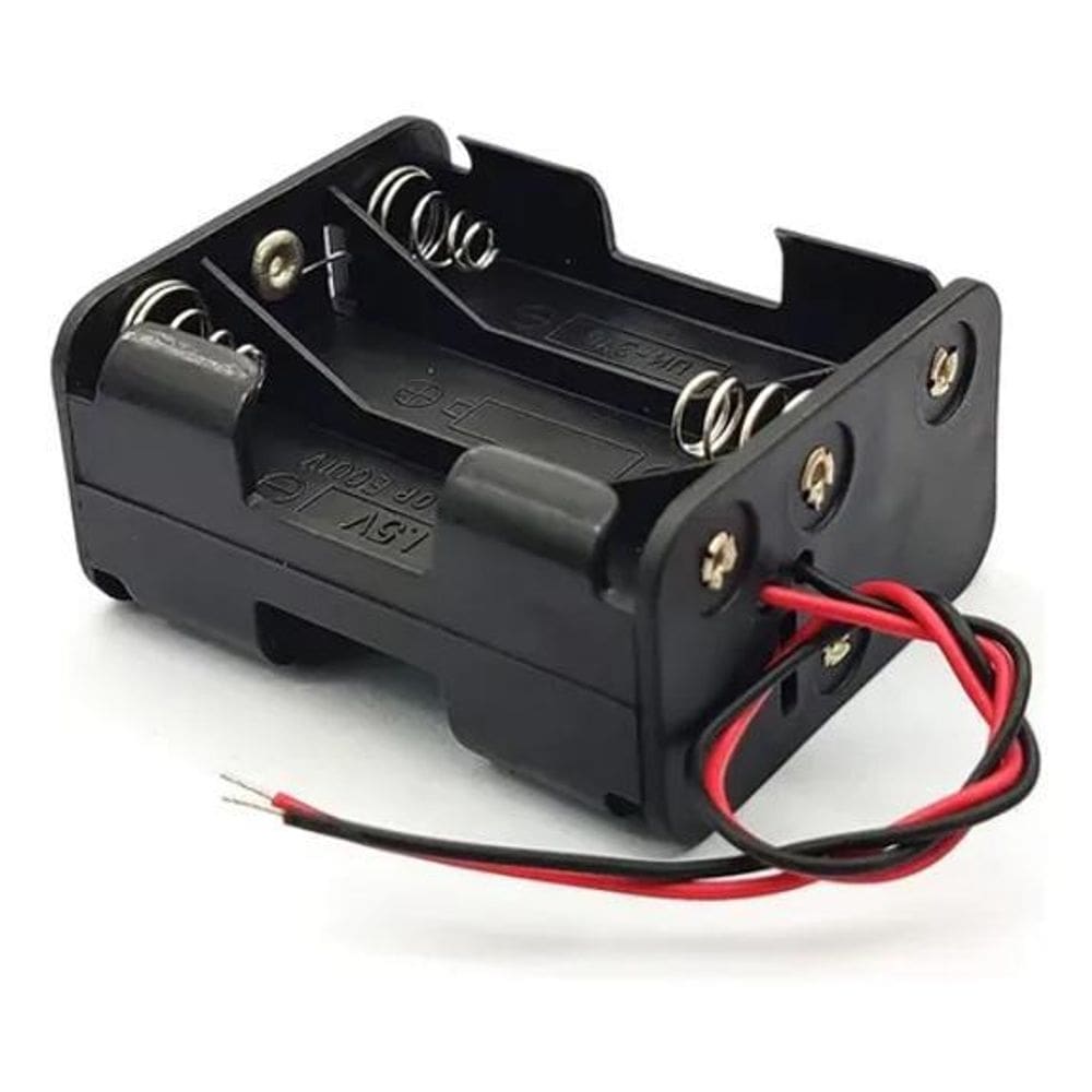 Suporte Para 6 Pilhas Aa 9V Com Fios Case Plástico