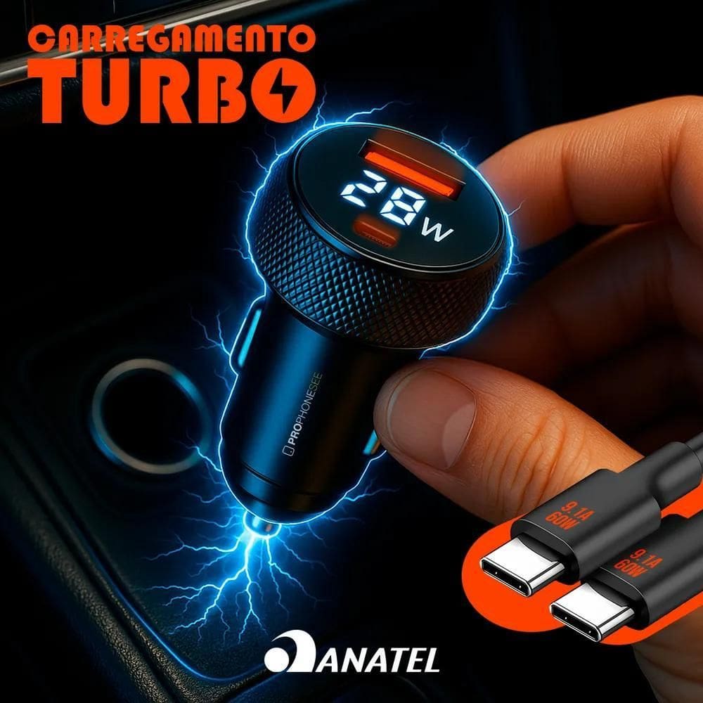 2X Kit Tomada Usb Veicular Carregador Turbo Carro Plug Acend