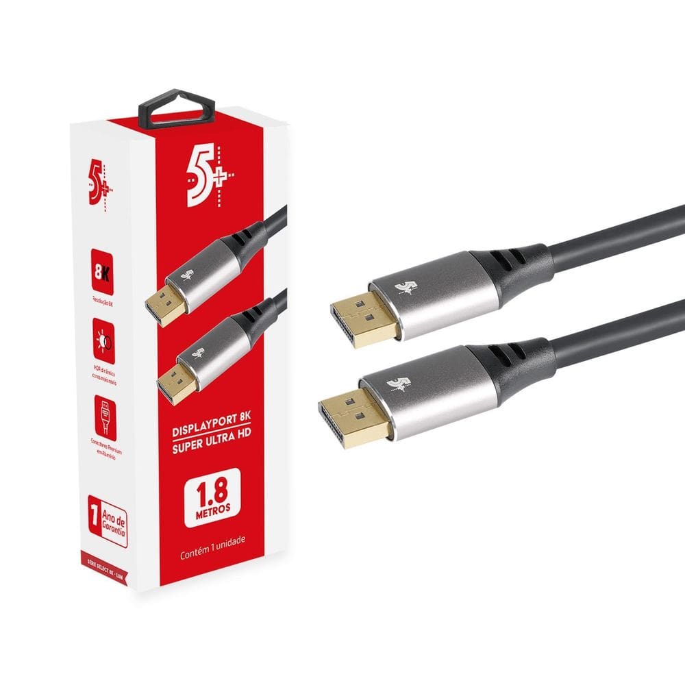 Kit 4 Un - Cabo Displayport + Displayport 1.4 - Hbr 8K 1.8M