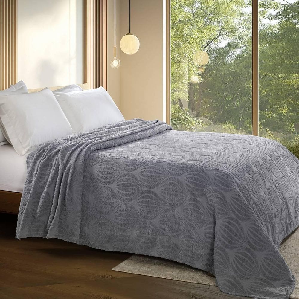 Colcha Chenille Jolitex Casal Encanto Toque De Algodão Cinza