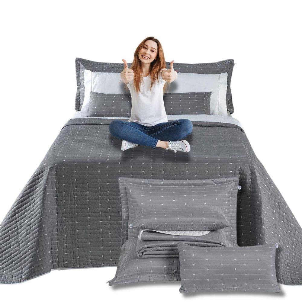 Cobre Leito King Urbany 7 Peças Bordado Hipercal 400 Fios