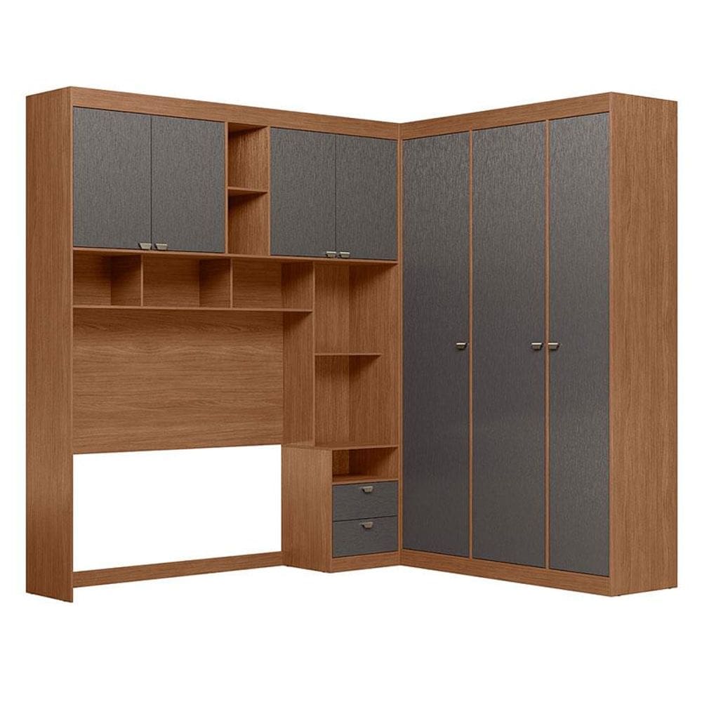 Quarto de Casal Lugano Jatobá Grafite Acetinado - Santos Andirá