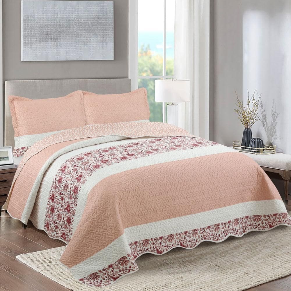 Kit Cobre Leito Colcha Mix King Estampado Dupla Face Floral