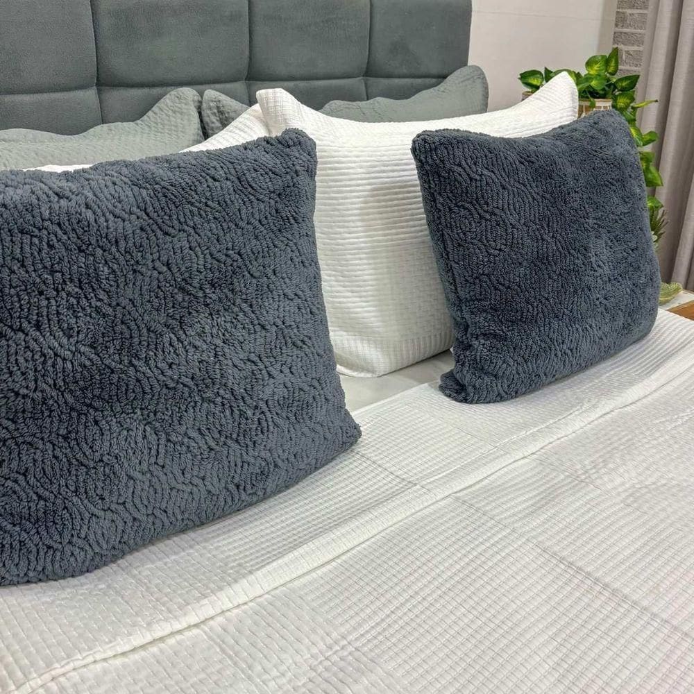 Kit 2 Almofadas Comfy 50x50 Alli Cinza Chumbo