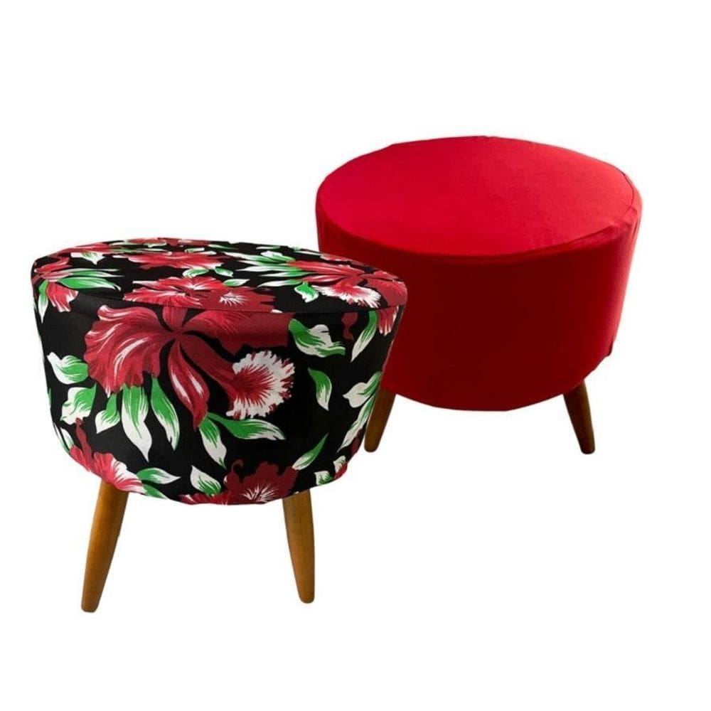 Kit 2 Capas Para Puff Redondo Pé Palito Malha Com Elástico