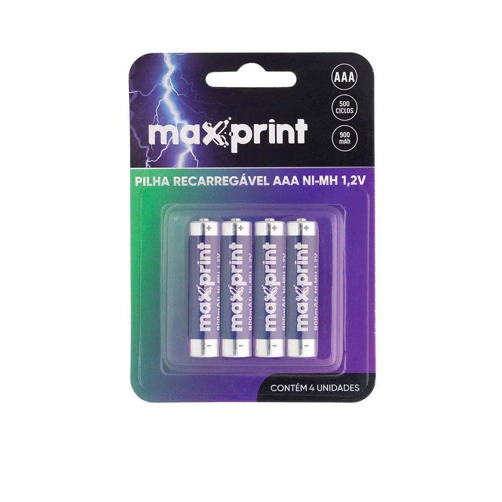 Pilha Recarregavel Maxprint Aaa 1,2V 900Mah C/4