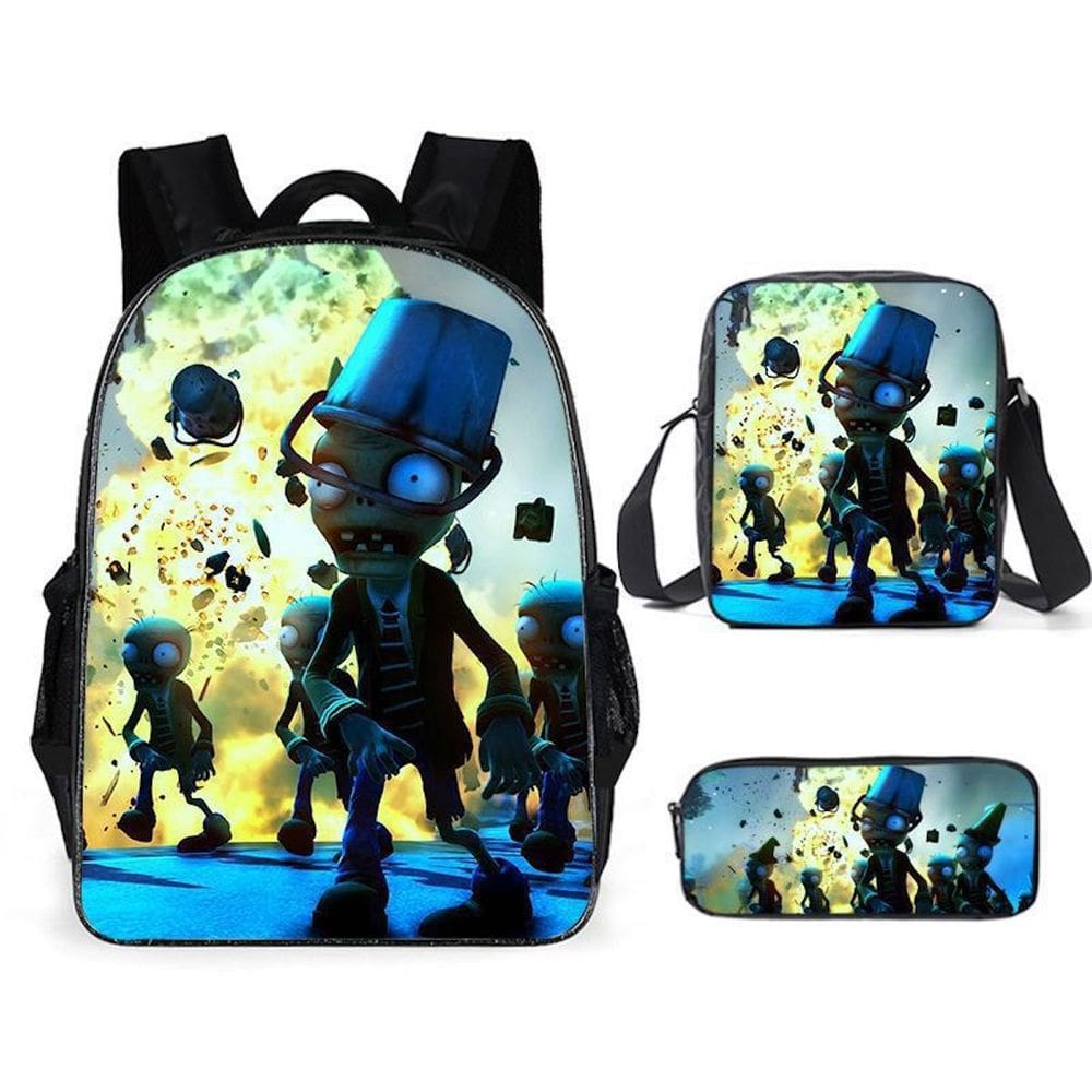 Conjunto de mochilas Plants Zombies Cartoon Kids School 3 unidades