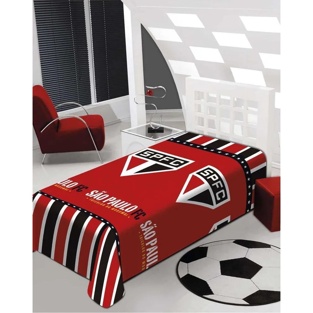 2X Manta Solteiro Time Futebol Microfibra Jolitex