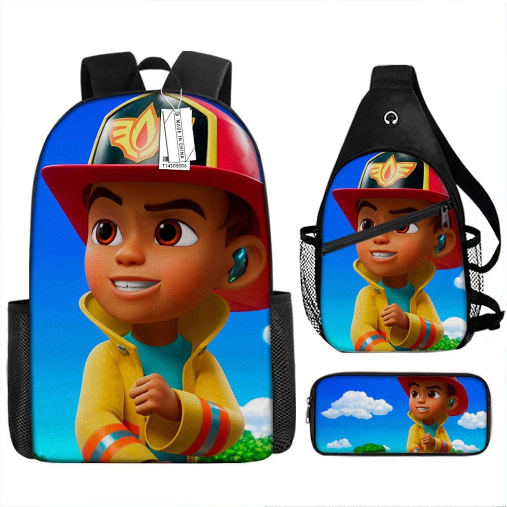 Mochila Firebuds Cartoon Kids School 3 unidades/conjunto