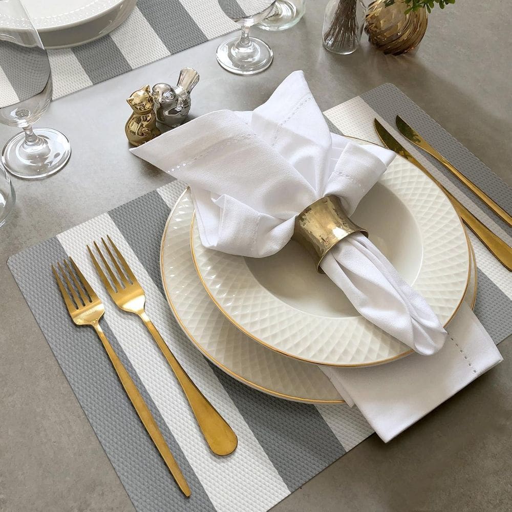 6 Jogo Americano Navy Alto Padrão Impermeável Pvc Br Cz