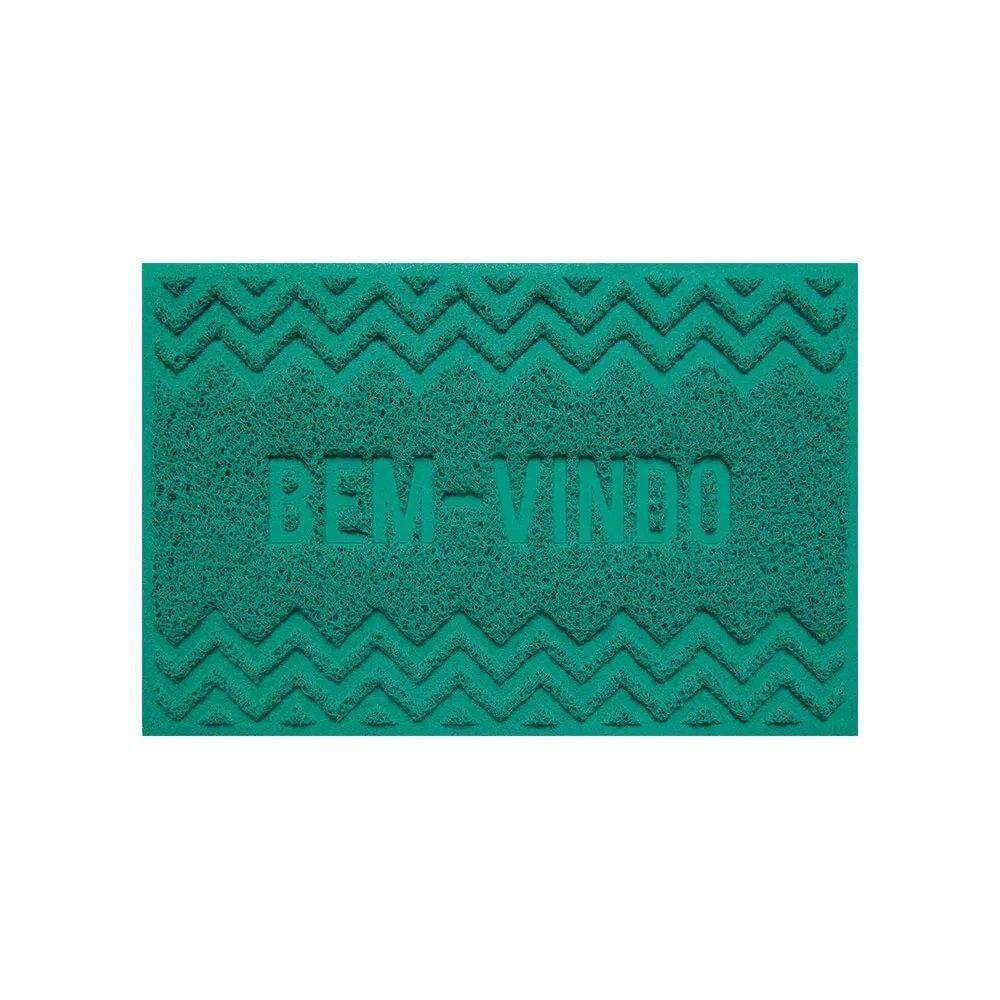 Capacho De Porta Pvc Antiderrapante 60X40Cm - Zig Zag Verde