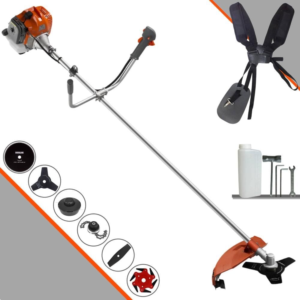 Roçadeira Cortador de Grama Tekna RL430ACNTK À Gasolina 2T 43cc 1,7HP 6 Opções de Corte Com Facas 2 Pontas, 3 Pontas, 6 Pontas, 80 Dentes e Trimmer