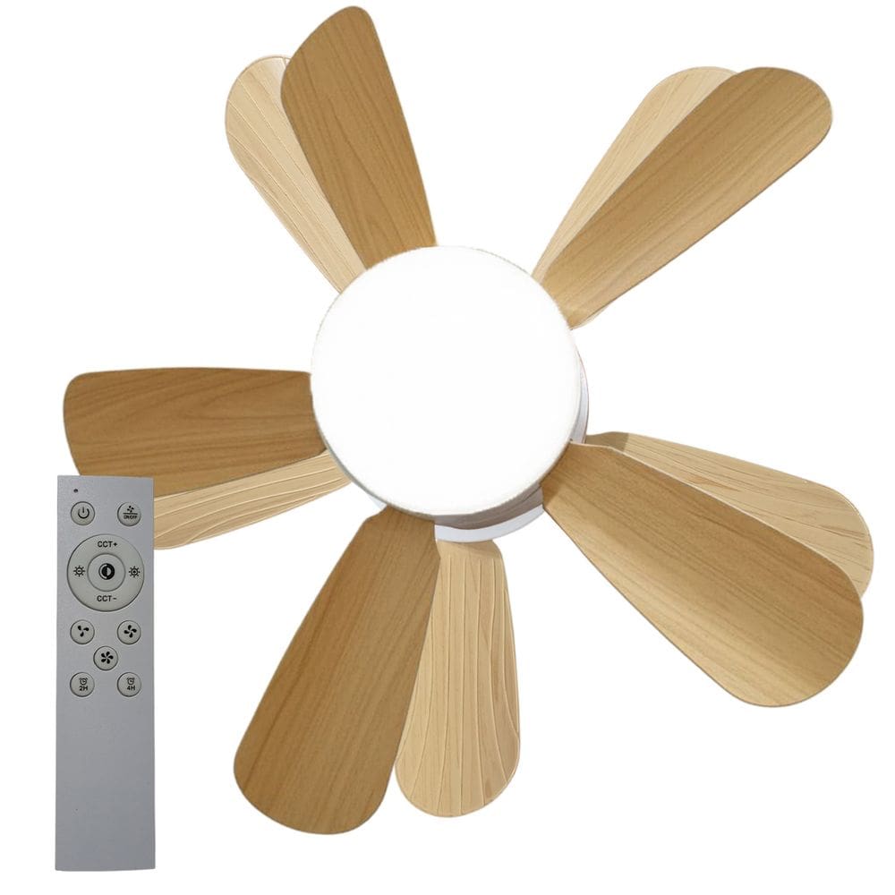 Ventilador Lampada E27 Helice Madeira 2 Em 1 Controle Remoto Verao Calor Iluminaçao 2 Em 1 Sala Estar Quarto Casa