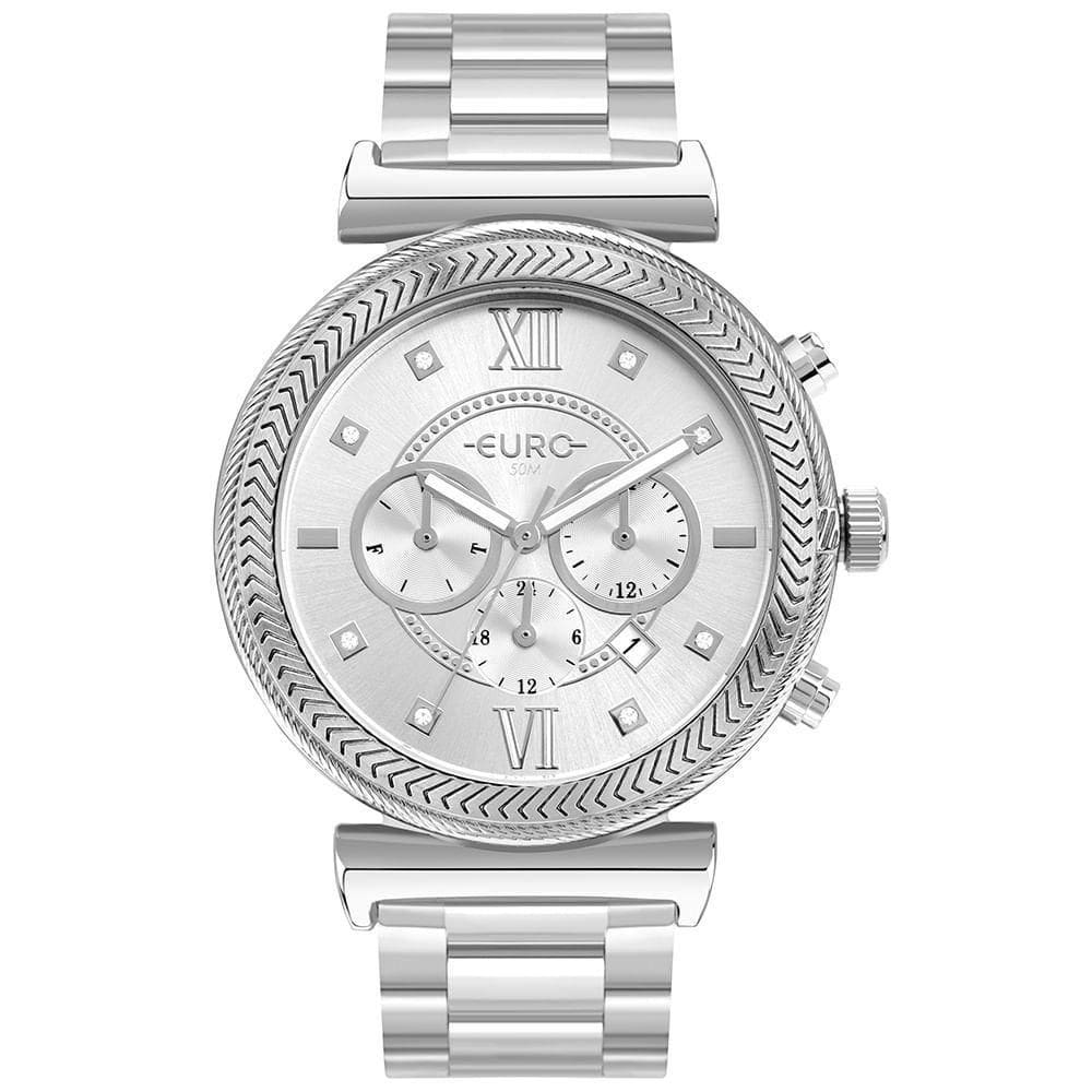 Relógio Euro Feminino Big Case Prata - Eujp25ay/4k Relógio Euro Feminino Delux Prata - Eujp25ay/4k